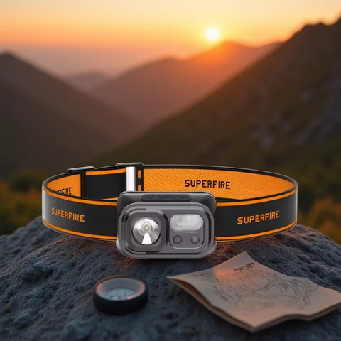 SUPERFIRE 미니 강력한 하이킹 캠핑 헤드 램프 USB C 충전식 헤드 라이트 LED 센서 헤드 라이트 작업용 전면 헤드 램프