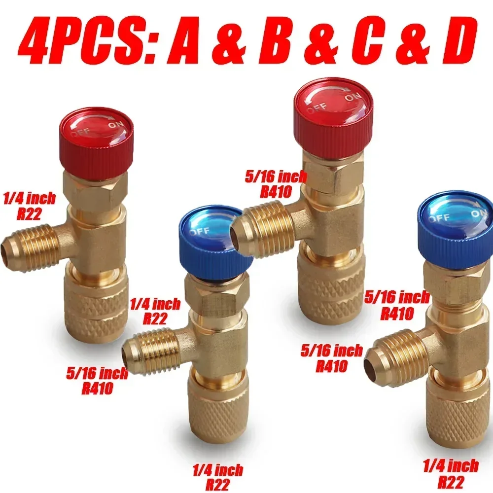 2/4/8PCS Flüssigkeit Sicherheitsventil R410A R22 Klimaanlage Kältemittel Werkzeug 1/4 "Sicherheitsadapter Klimaanlage Reparatur