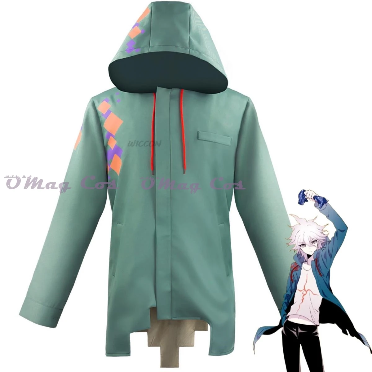 

Anime Game Danganronpa 2: Goodbye Despair Steam Nagito Komaeda Cosplay Costume Green Hooded Coat Man Woman Halloween Suit