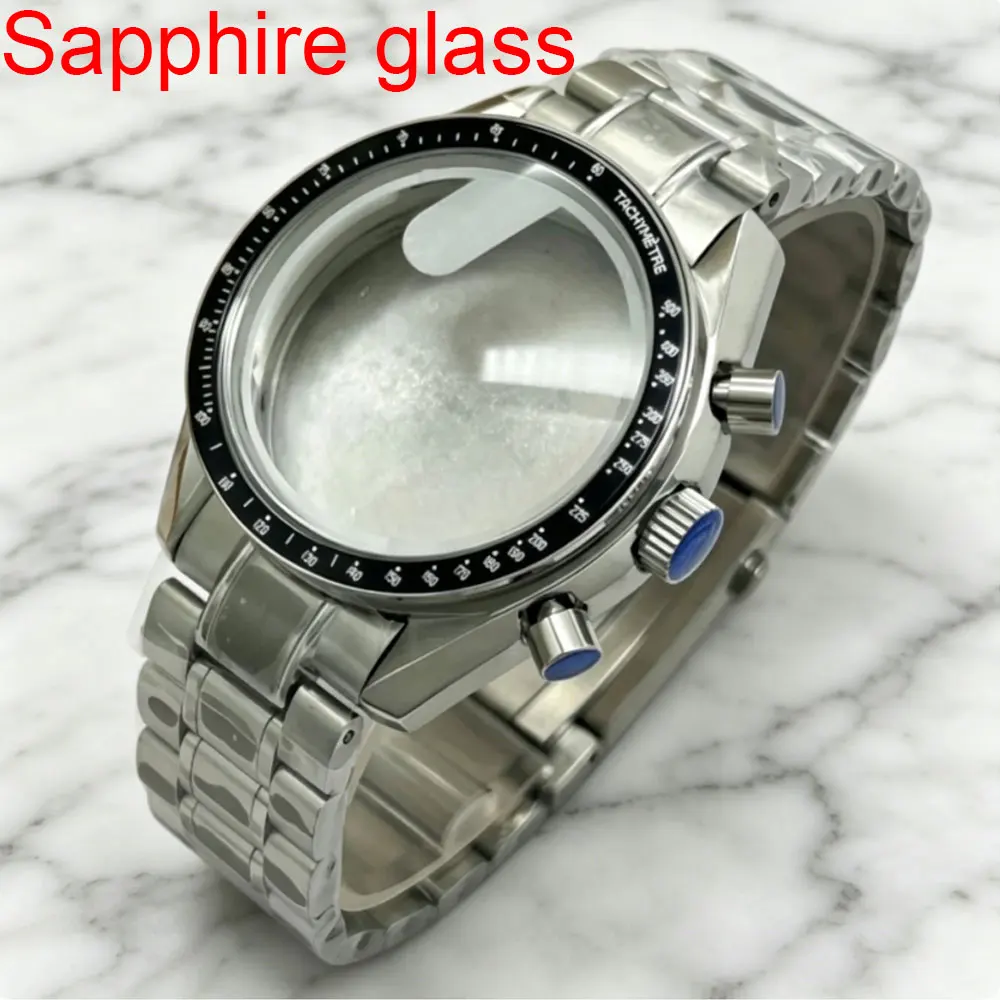 

Sapphire glass 40mm 316L stainless steel speed master case 5bar waterproof fit for VK63 quartz movement Chronograp