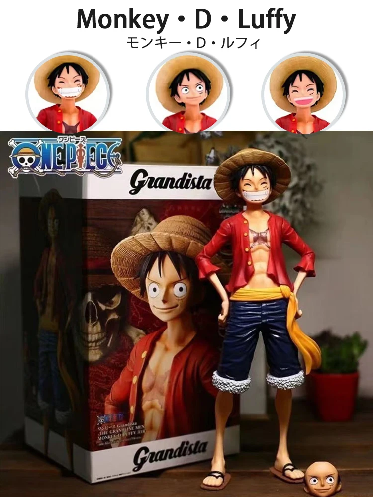 28 cm une pièce singe D Luffy Anime Figure jouets confiant Smiley Luffy trois formes visage changeant Action Figurine PVC modèle poupées
