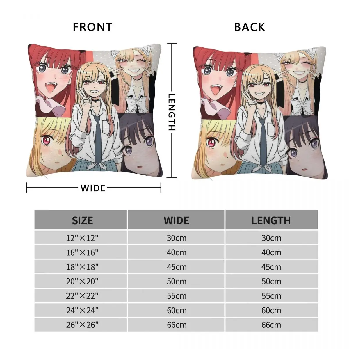 My Dress Up Darling Marine Kitagawa Pillow Cover Cute Funny Pillow Case Soft Cover Pillowcases For Sofa Home Decoration