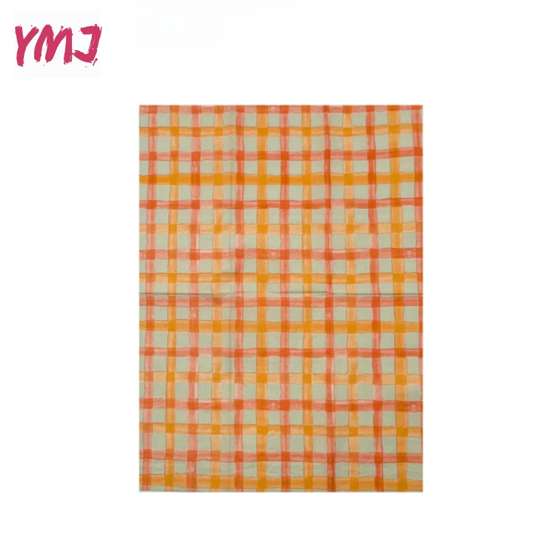 Orange Plaid Printed Napkins Holiday Party Decoration Colourful Tissue Paper DIY Butterfly Bone Bart Paper 2-Ply 20pcs 33*40cm