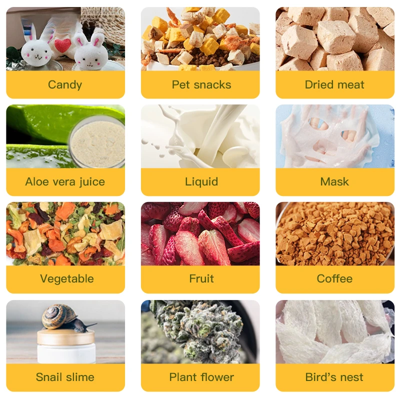 เครื่องอบแห้งแบบแช่แข็งระบบสุญญากาศสำหรับผลไม้ ผัก และอาหาร ความจุถาดขนาดใหญ่