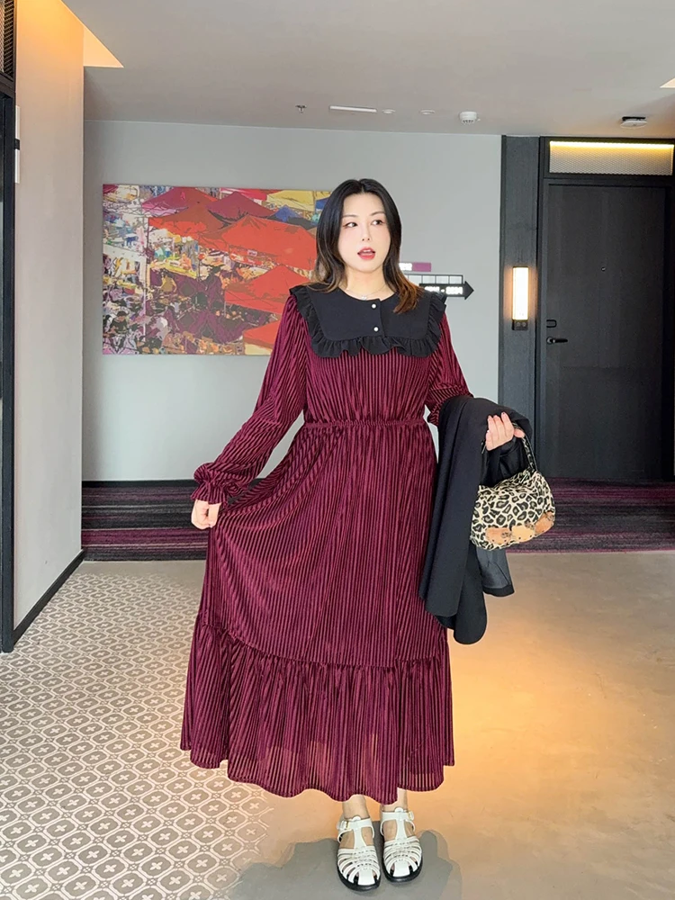 

VOGANA Женская плиссированная юбка большого размера с отстегивающимся воротником-куклой, эластичной талией и высокой посадкой, весенняя мода