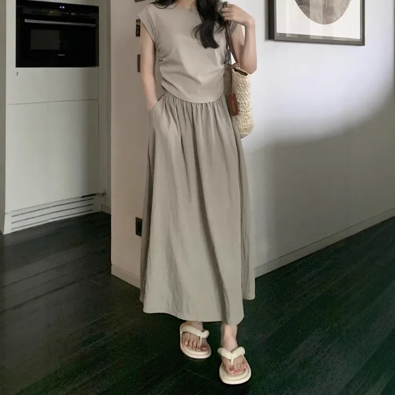 Student Summer Slimming Elastic Waist Half-length Skirt Women Girls Pleated Skirt Ladies Casual A-line Skirt Lady Flared Skirt