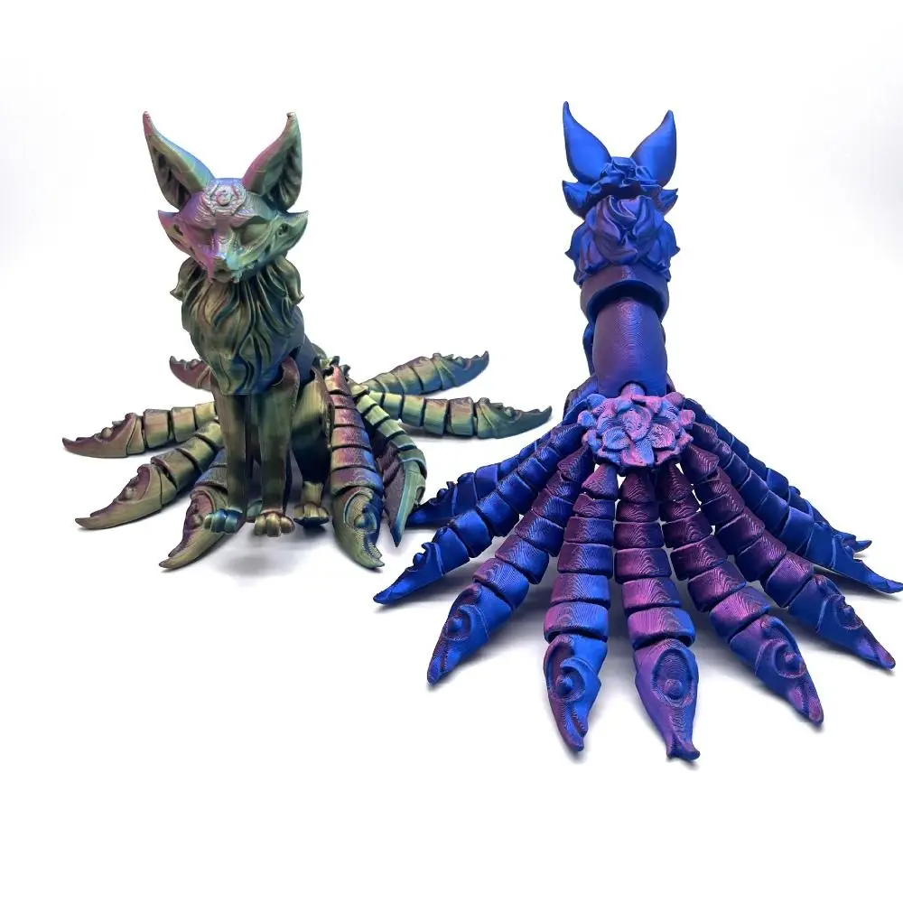 Modelo impreso en 3D de nueve colas, simulación de figura de Animal multiarticulado, adorno de juguete, juguete 3D impreso móvil, juguete para niños
