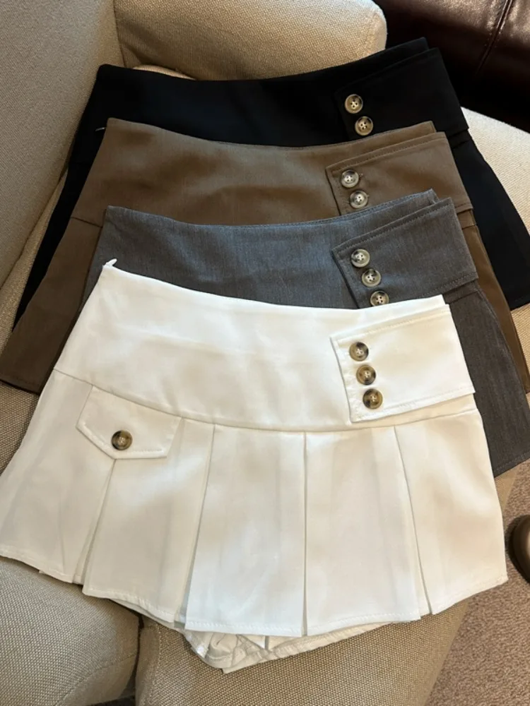 Korean Style High Waist Single Button A-Line  Skirt Women's Summer New Fashion Anti-Light Checkered Skirt Cleanfit Breath...