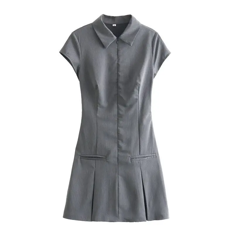 

European And American Style Slim Fit Short Dress For Women'S Spring And Summer Collar Commuting Versatile Dress