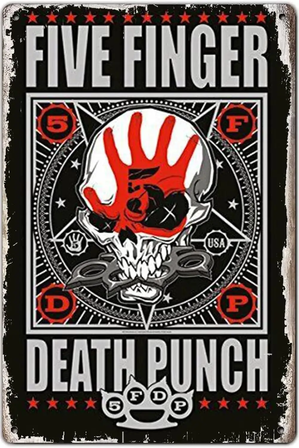 OPICA Metal Tin Sign Music Five Finger Death Punch Poster Wall Decor Fun for Home Kitchen Bar Room Garage Vintage Retro Plaque 1