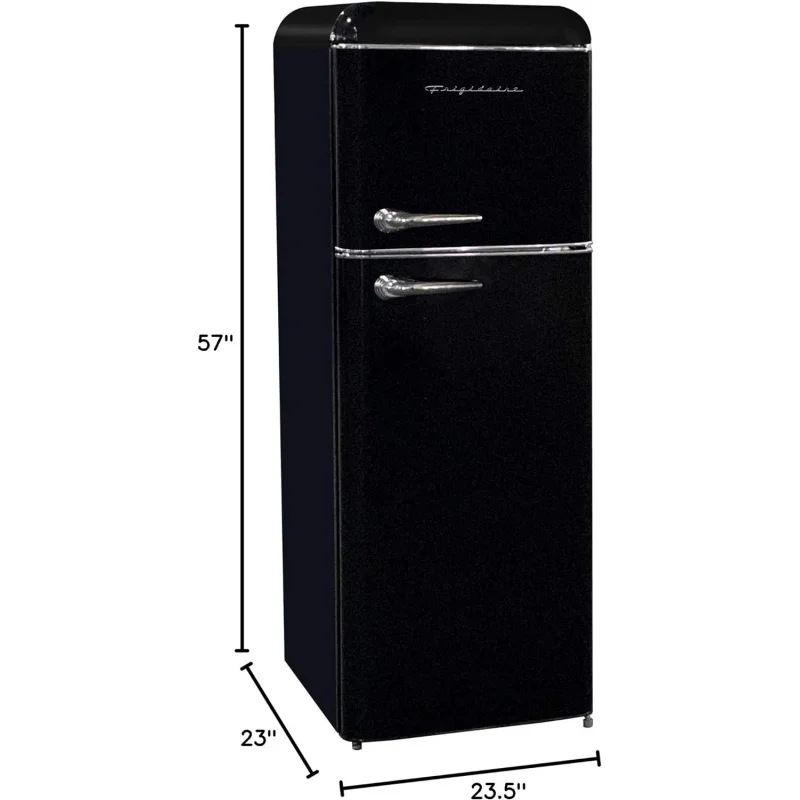 FRIGIDAIRE-2 Door Apartamento Tamanho Retro Refrigerador, Congelador superior, alças cromadas, 7,5 pés quadrados, Preto EFR756, EFR756