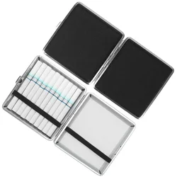 1PCS Cigarette Tools Stainless Steel Tobacco Cigarette Box Double-open Leather Cigars Cigarette Cases For 20pcs Cigarettes