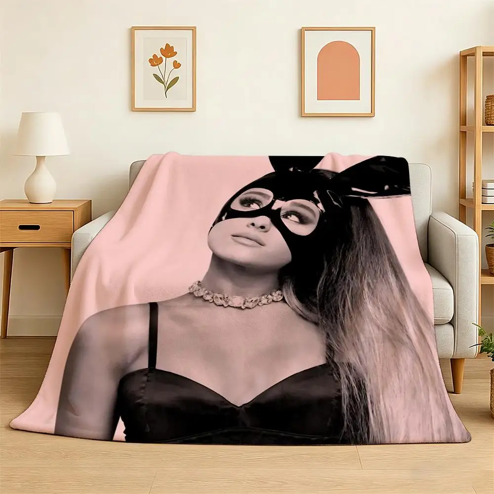 Pop Singer Ariana Grande Throw 240g Flannel Blanket Lightweight Soft Skin-friendly Summer Thin Throw Blanket