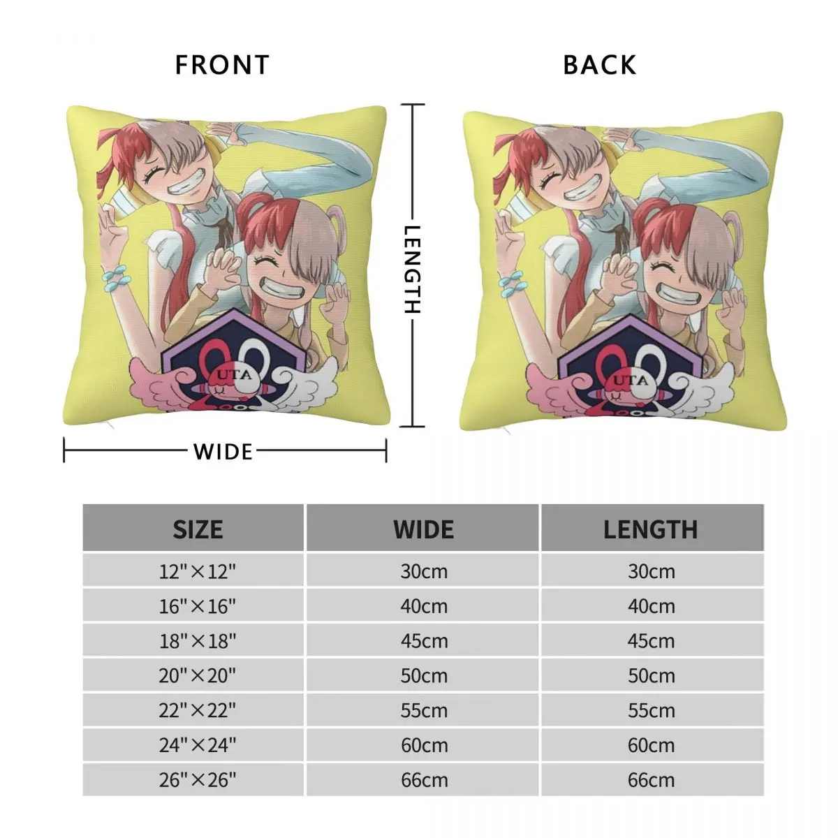 Uta One Piece Square Pillowcase Polyester Pillow Cover Velvet Cushion Zip Decorative Comfort Throw Pillow For Home Car