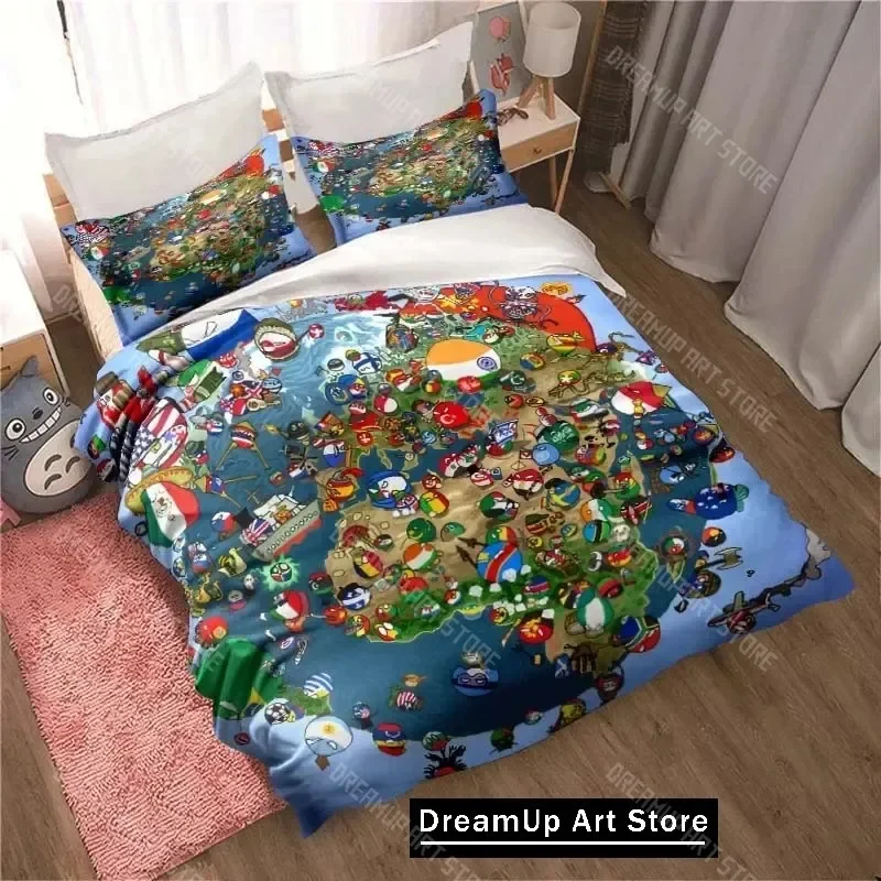

3D Print Cartoon Countryball Bedding Set Cute Quilt Cover Bed Cover With Pillowcase Twin Single Queen King Size Boys Adult Home
