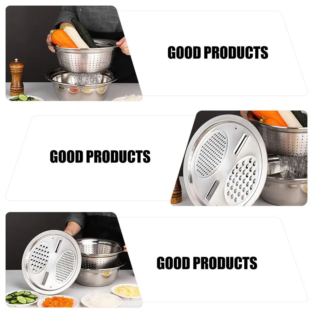 

Stainless Steel Slicer Basin Set Kitchen Grater Vegetable Fruit Slicers Efficient Cutting Slicing Tool