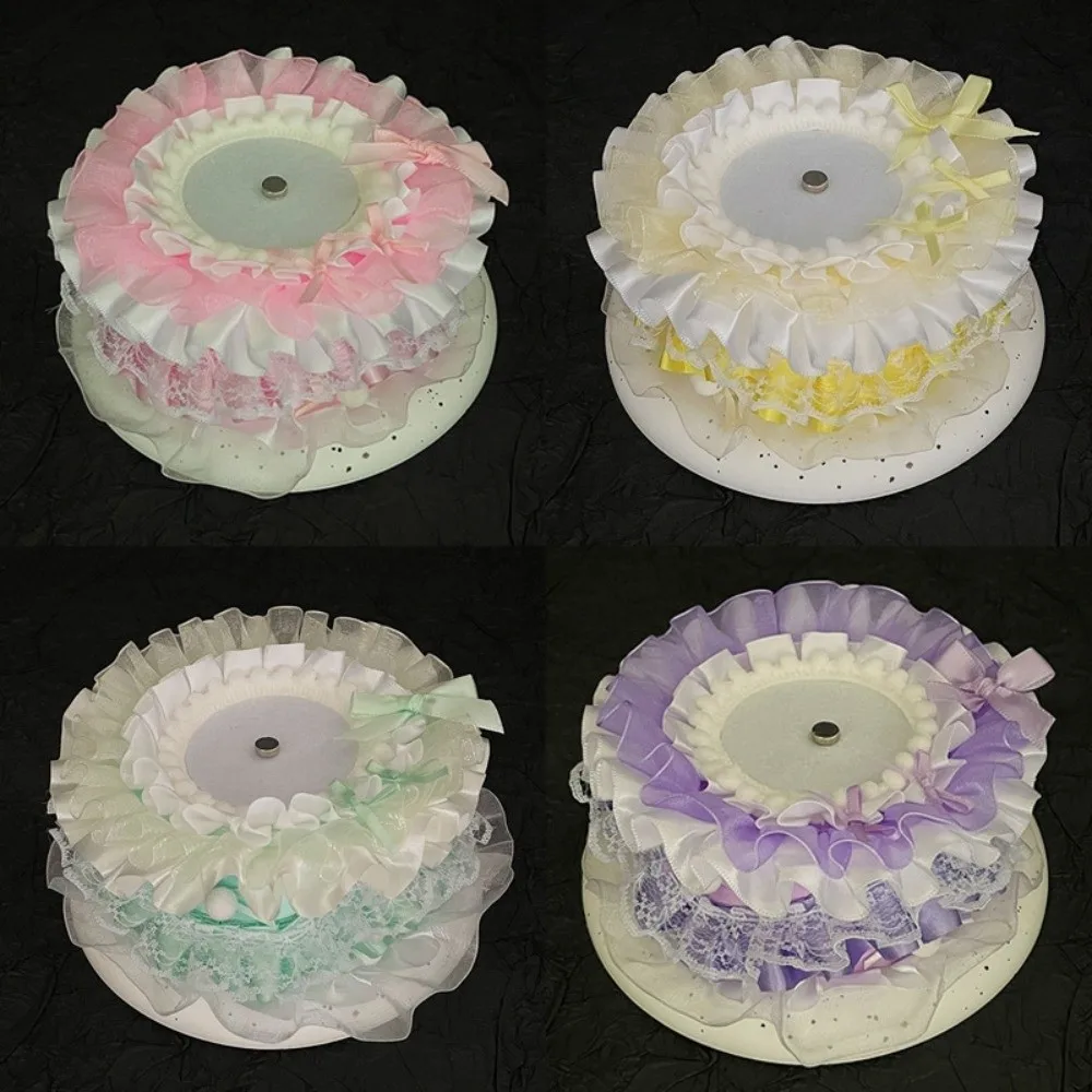 Kawaii Lace Magnetic Anime Cake Badge Holder Bow 3D Pins Display Base Fork Handmade Ornate Ribbon Badge Flower Badge Display