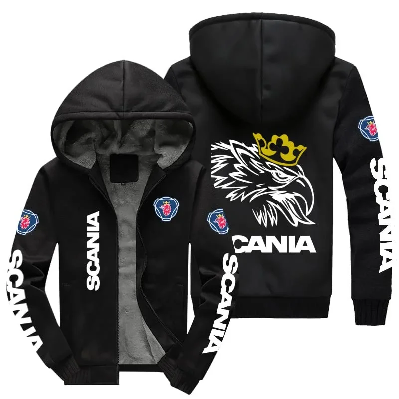 Nueva chaqueta con capucha de invierno para hombre, moda Scania, sudaderas informales de lana con forro de lana de alta calidad, abrigo con capucha