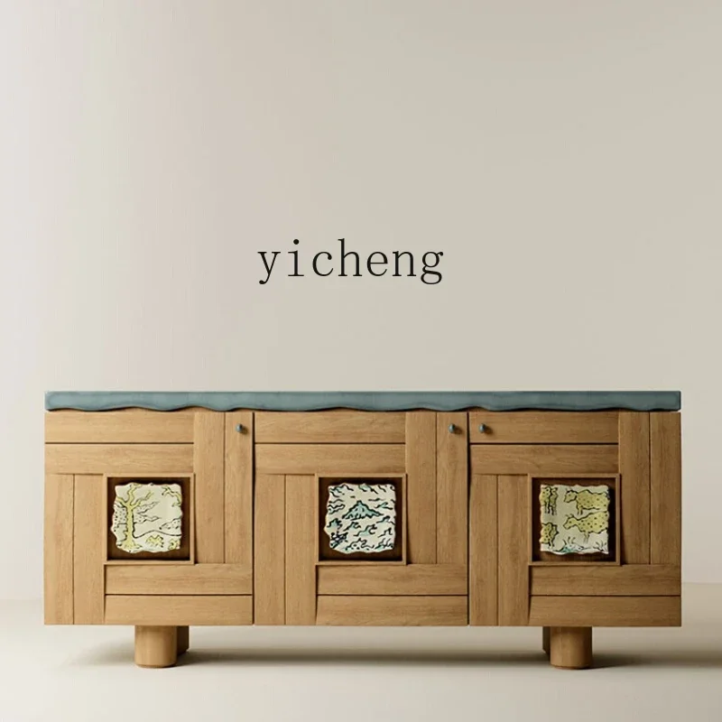 

entrance cabinet medieval solid wood dining side cabinet Nordic decorative storage cabinet