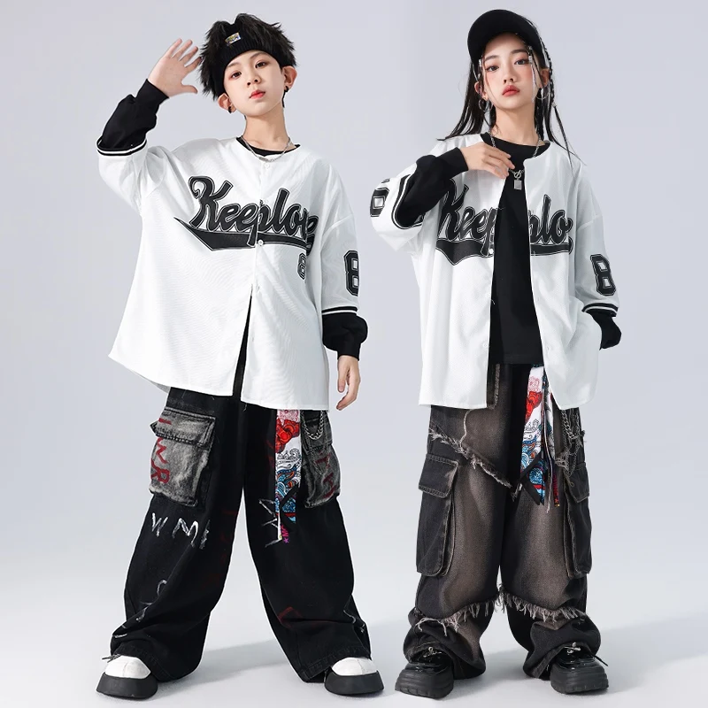 

Children'S Ballroom Dance Clothes For Girls Boys Jazz Dance Costume Baseball Suit Kids Hip Hop Clothing Street Wear DW10371