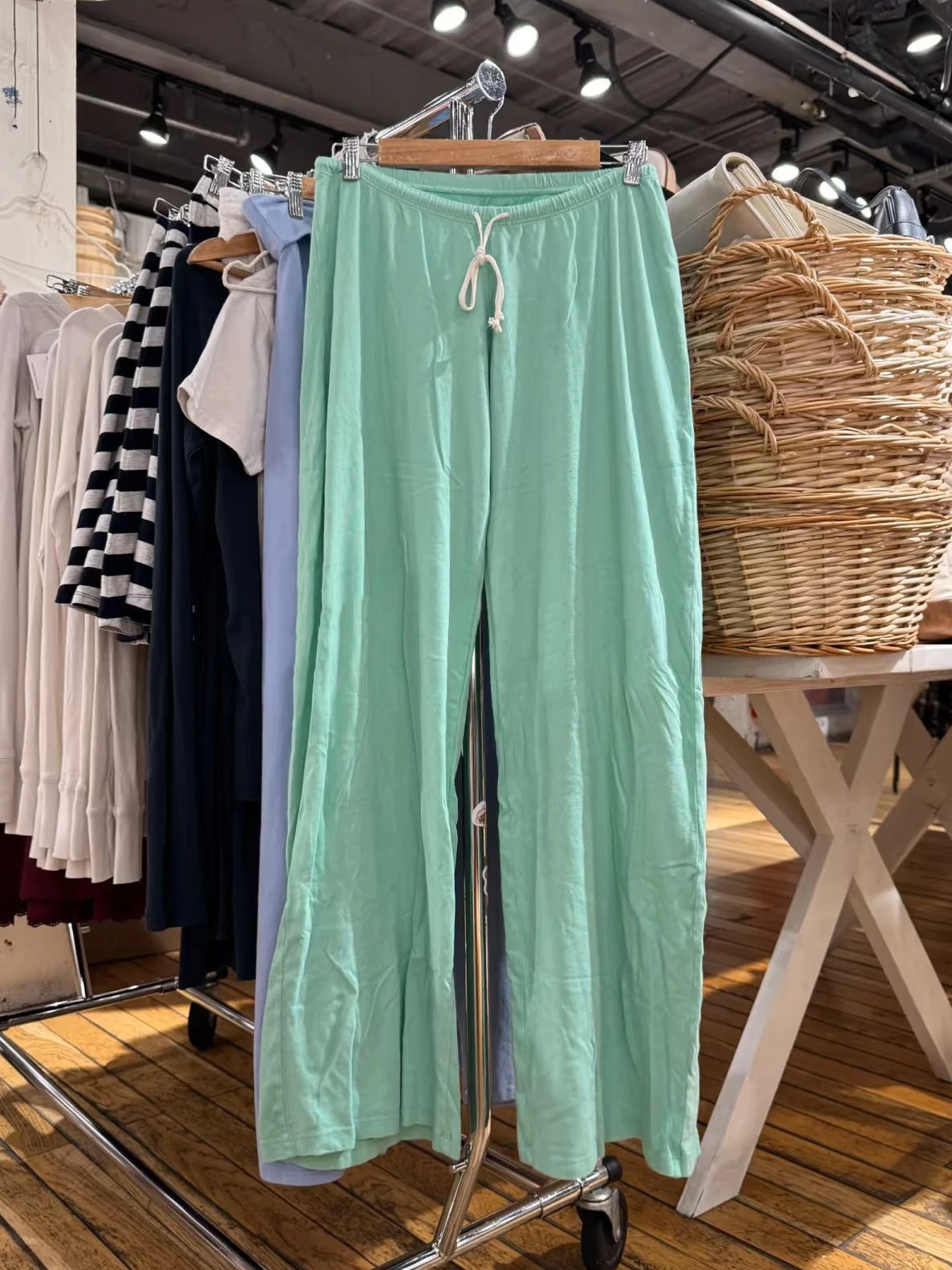 Mint Green Drawstring Sweatpants Women Summer Low Waist Cotton Straight Trousers Casual Simple All-match Sport Long Pant New