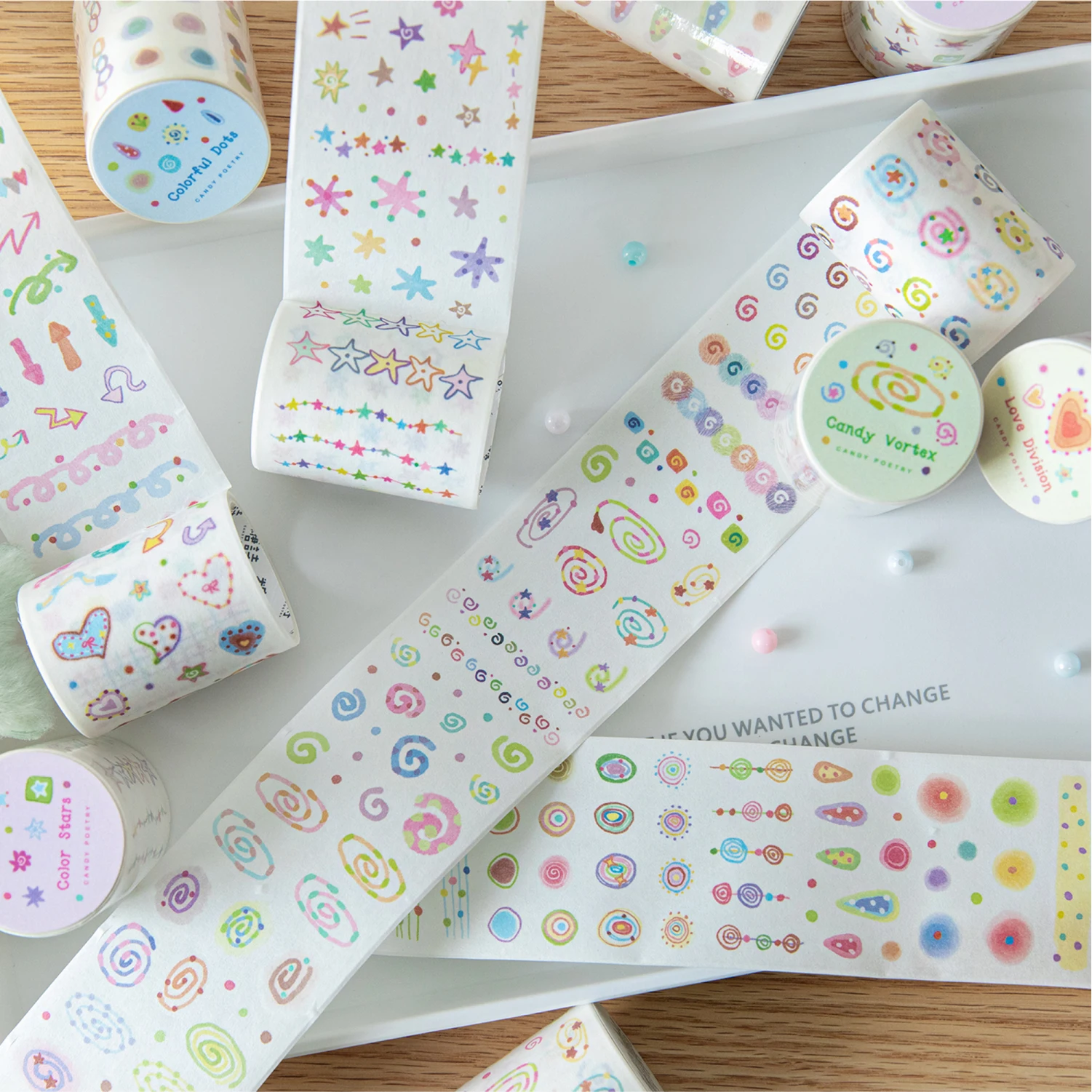 50mm * 2m Color Mood Series Kawaii Ins Versatile Basic Small Pattern Die Cutting Washi Tape DIY Diary Scrapbook Supplies