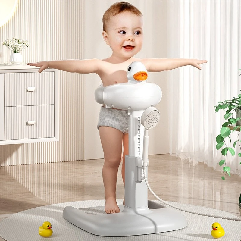 Baby Standing Shower Stand Adjustable Folding Children's Shower Tool Bath Rack Anti Slip for Home Use Cute and Fun
