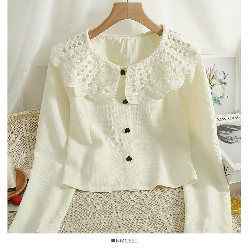 

Sweet Button Long Sleeve Blouse Spring Autumn New Solid All-match Youth Fashion Shirt Tops Temperament Korean Women Clothing