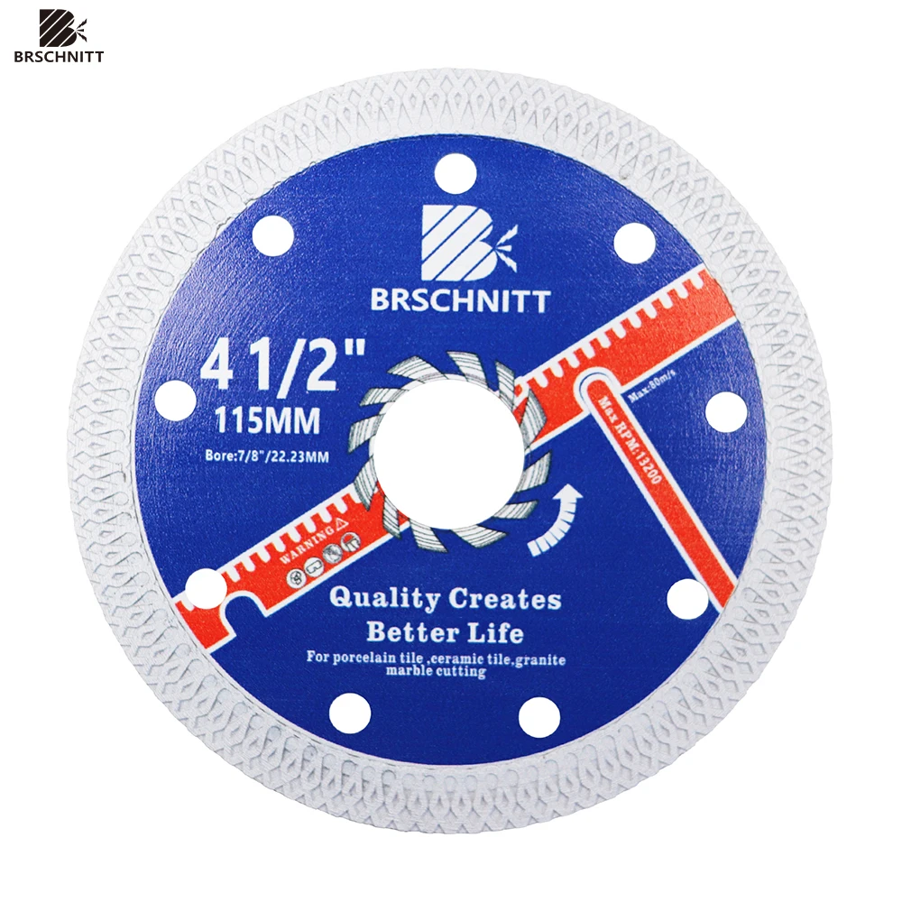 

BRSCHNITT 1/2/5pcs 4.5inch Diamond Saw Blade Cutting Disc for Tile Granite Concrete Marble Porcelain Dia 115mm X Mesh Disc