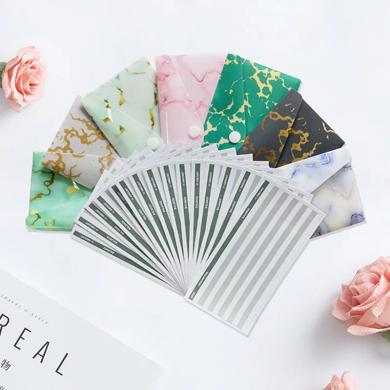 15pcs Budget Sheets Envelope PVC Consumption Form Small Business Supplies High-grade Wedding Invitation Extract Envelopes