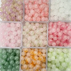 50pcs 8mm Double Color Jelly Result Round Acrylic Beads Loose Spacer Beads Pattern for Jewelry Making DIY Bracelet Necklace