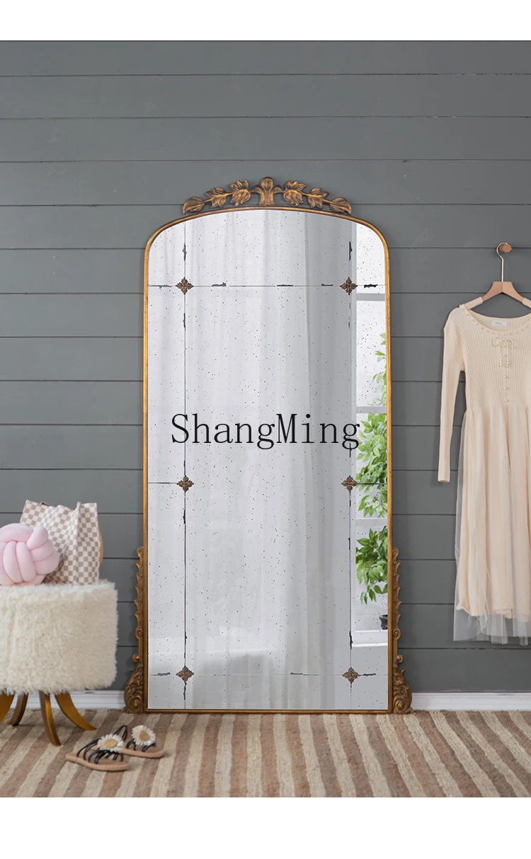 CL full-body mirror floor-to-ceiling home retro light luxury lace pattern vertical dressing bedroom fitting mirror
