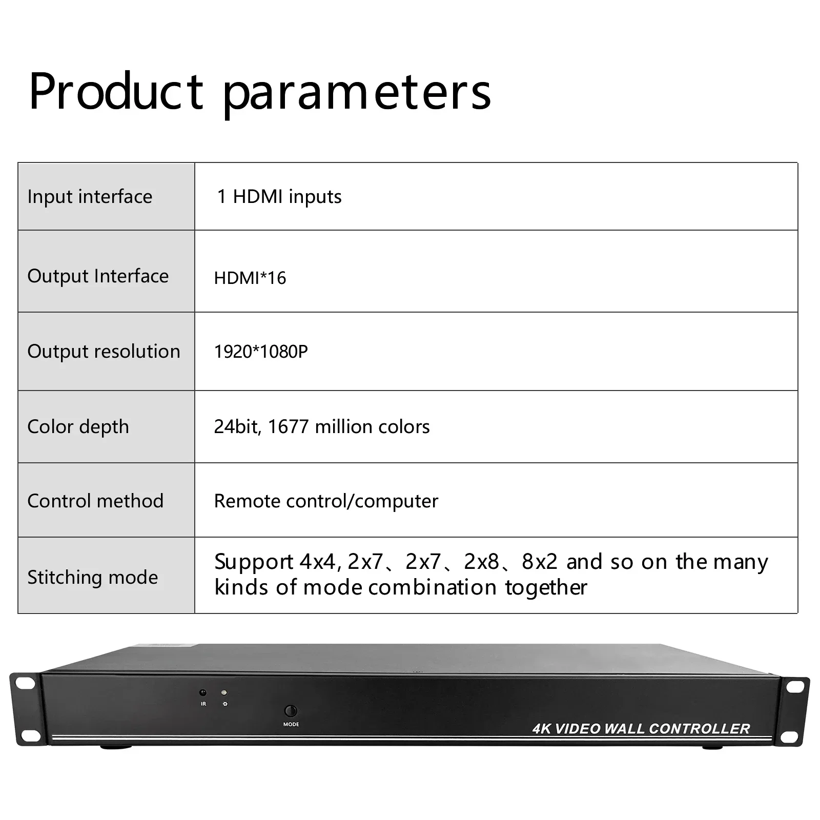 Controlador de parede de vídeo 4x4, processador hd, costura multipantalla para hdmi 1920x1080p60hz, 1 em 16 saídas, caixa de emenda de tv, splicer 180 °   Altar