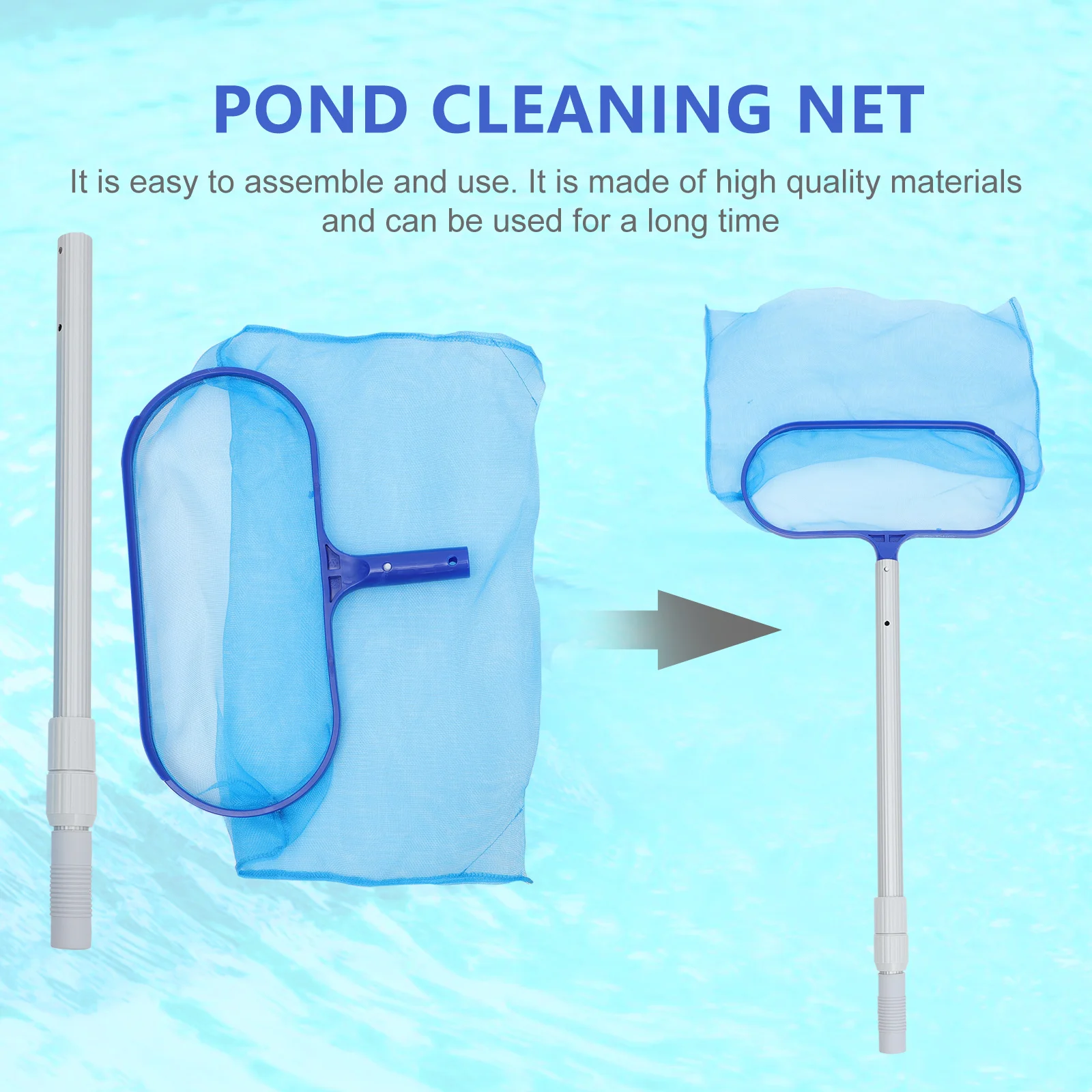 1Set Swimming Pool Cleaner Net Blue Heavy Duty Pond Scoop Tool Fine Mesh for Easy Debris Fish Low Effort Maintenance