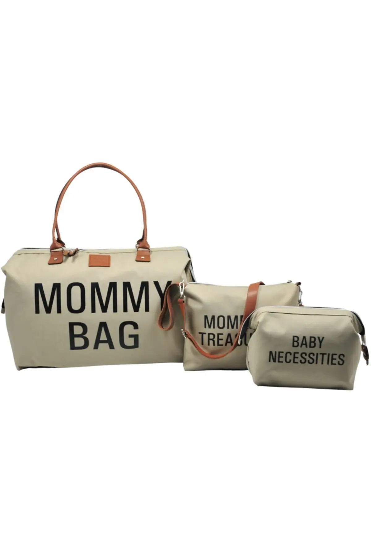 

Mommy Bag Design 3 Pcs Set Beige Baby Mom Baby Care and Women Bag 2022 Diaper Mommy Bag Baby Care Changing Travel Backpack