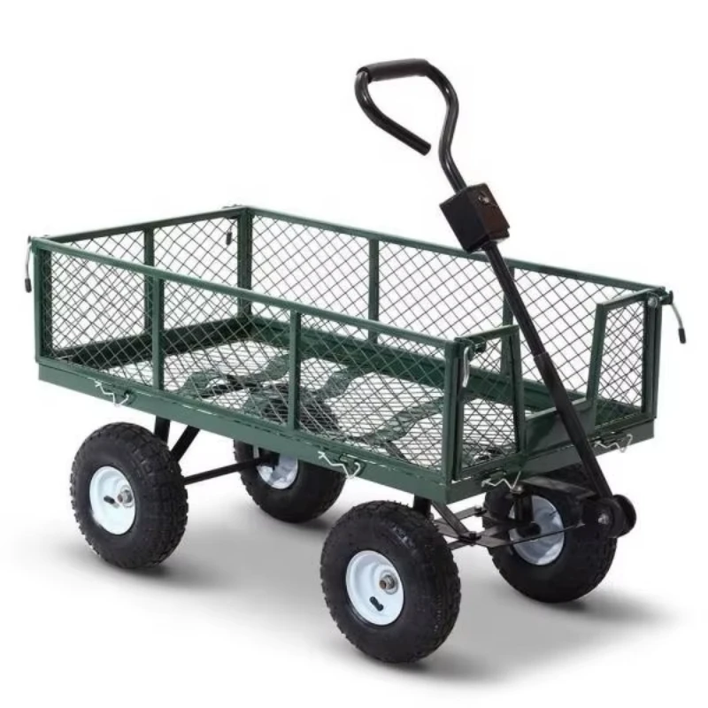 FOR Small Green steel tool cart mesh cart garden wagon