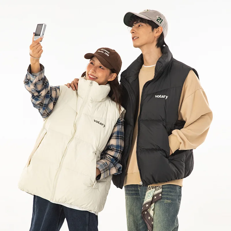 90% White Duck Down Vest Men Women Unisex Winter Thick Puffer Sleeveless Jacket Stand Collar Fashion Down Coats VT-336