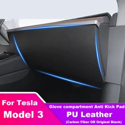 For Tesla Model 3 16-23 Invisible Glove compartment Anti Kick Carbon fiber PU Leather Pad Protection 2PCS