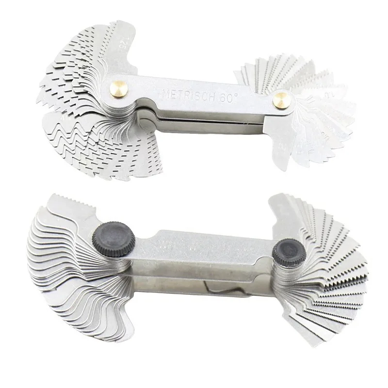 52 Blades Stainless Steel Pitch Scale High Precision Measuring Tool Metric 60 and Imperial 55degree One Pcs Thread Gauge Samples