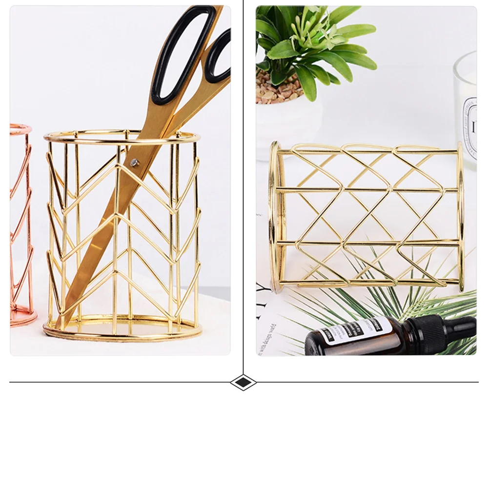 Makeup Brush Holder with Lid Wrought Iron Storage Tube Cup Multipurpose Desktop Organizer Container Nice Pens