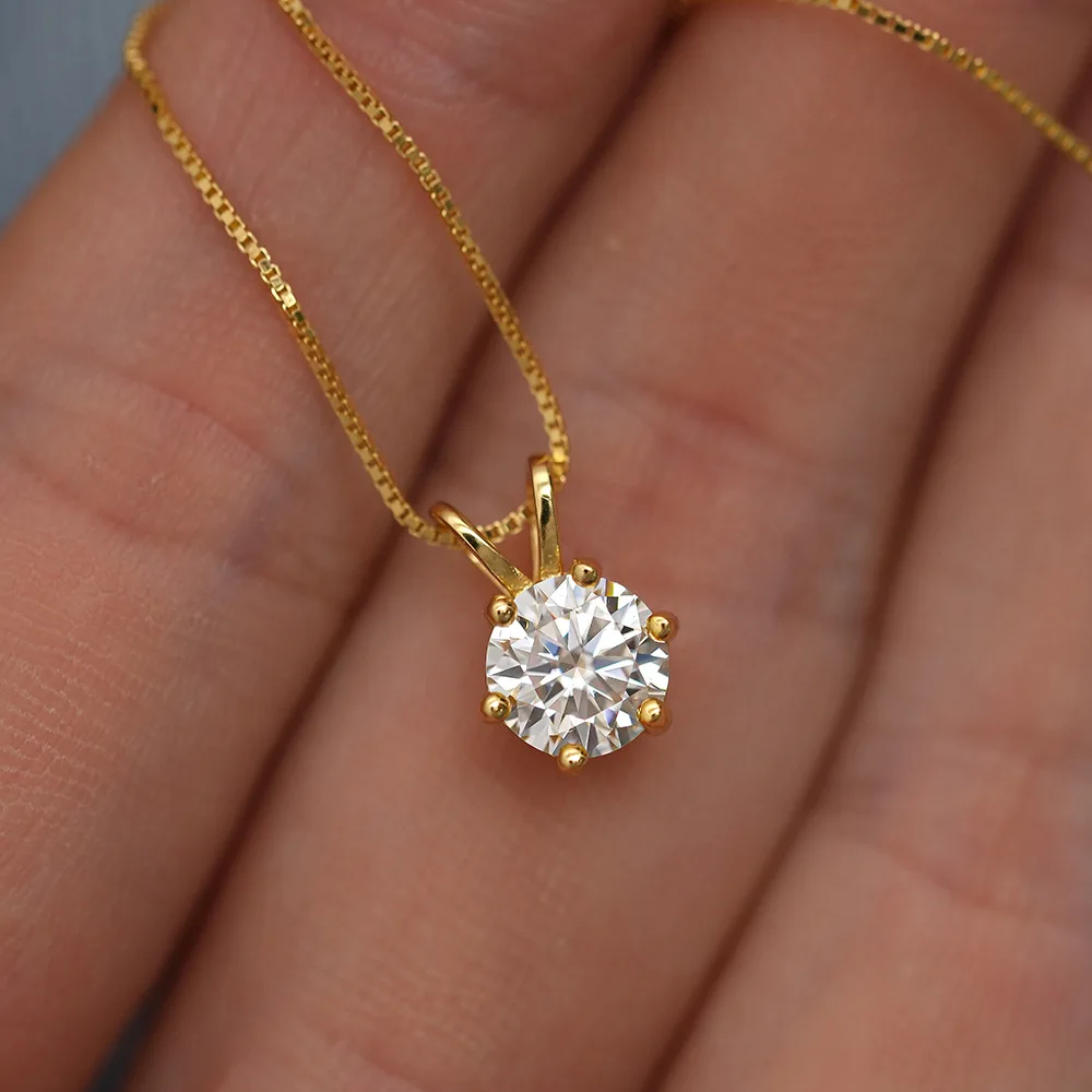 PureNew 1-3ct كلاسيكي كامل مويسانيتي قلادة للنساء S925 الفضة مطلي 18 كيلو الذهب D اللون VVS1 المرأة مويسانيتي سلسلة هدية