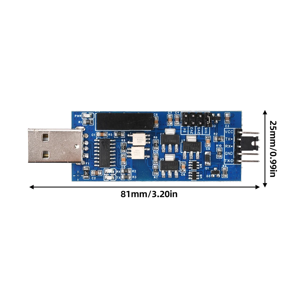 CH340 Photoelektrisches Isolations-Seriellportmodul USB zu TTL Seriellportmodul 5V 3,3V 2,5V 1,8V Vierstufige USB-Schnittstelle – Detail 4