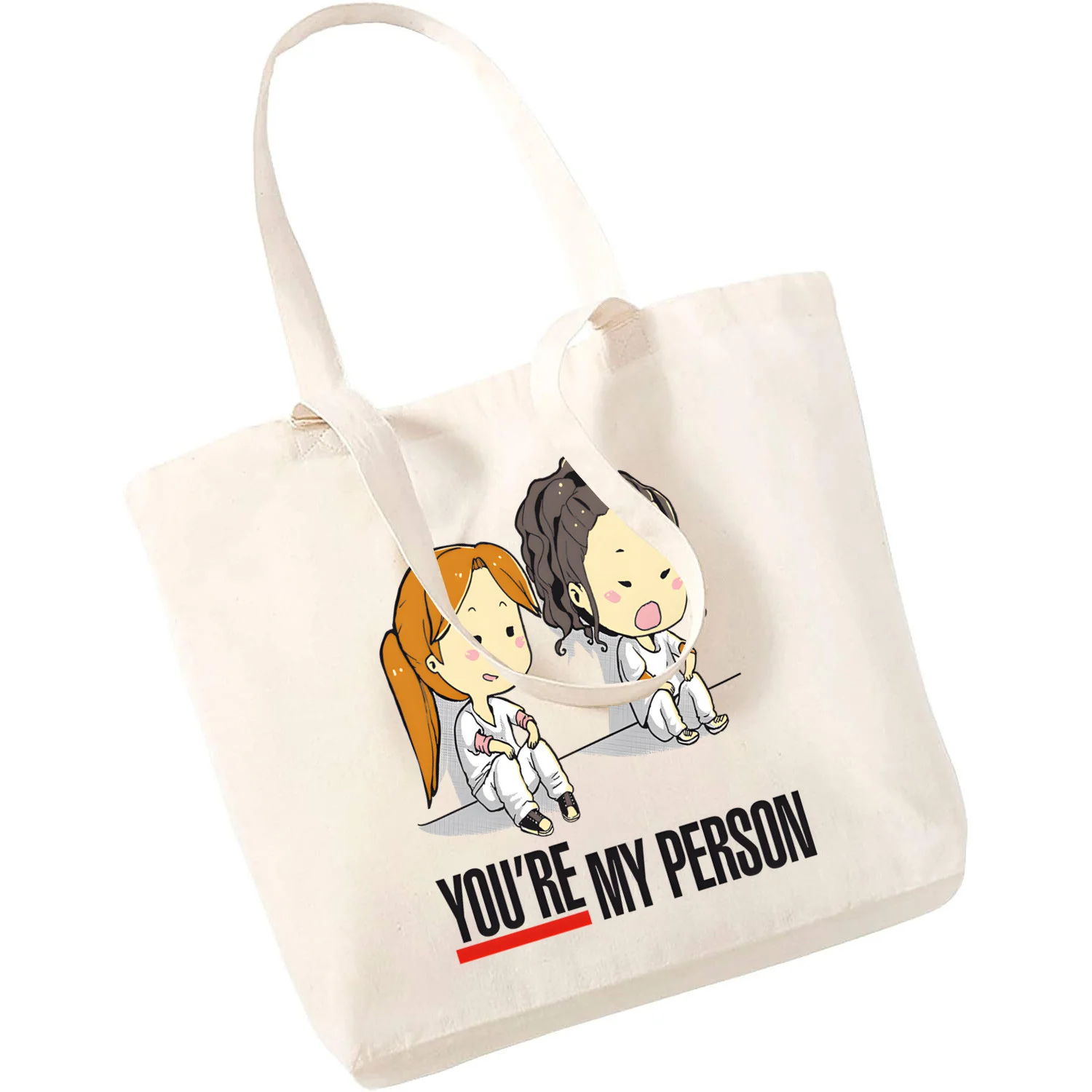 Greys Anatomy You're My Person Heart Tote Bag Unisex Canvas Bags Shopping Bags Printed Casual Shoulder Bag Foldable