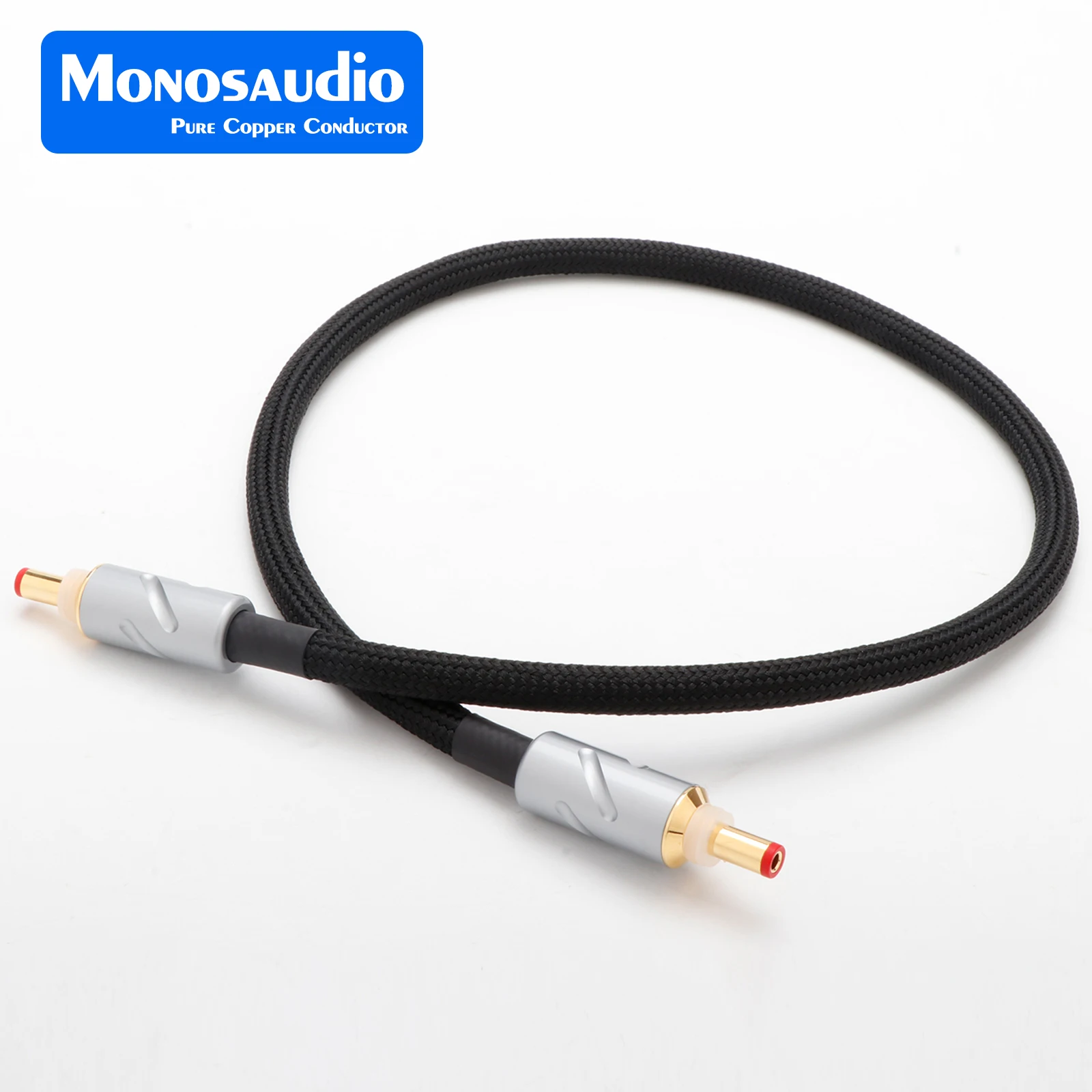 Monosaudio Gold Plated DC 5.5X2.5mm Connector DC Extension Power Cable Pure Silver CCTV Camera Security Camera HiFi Cable
