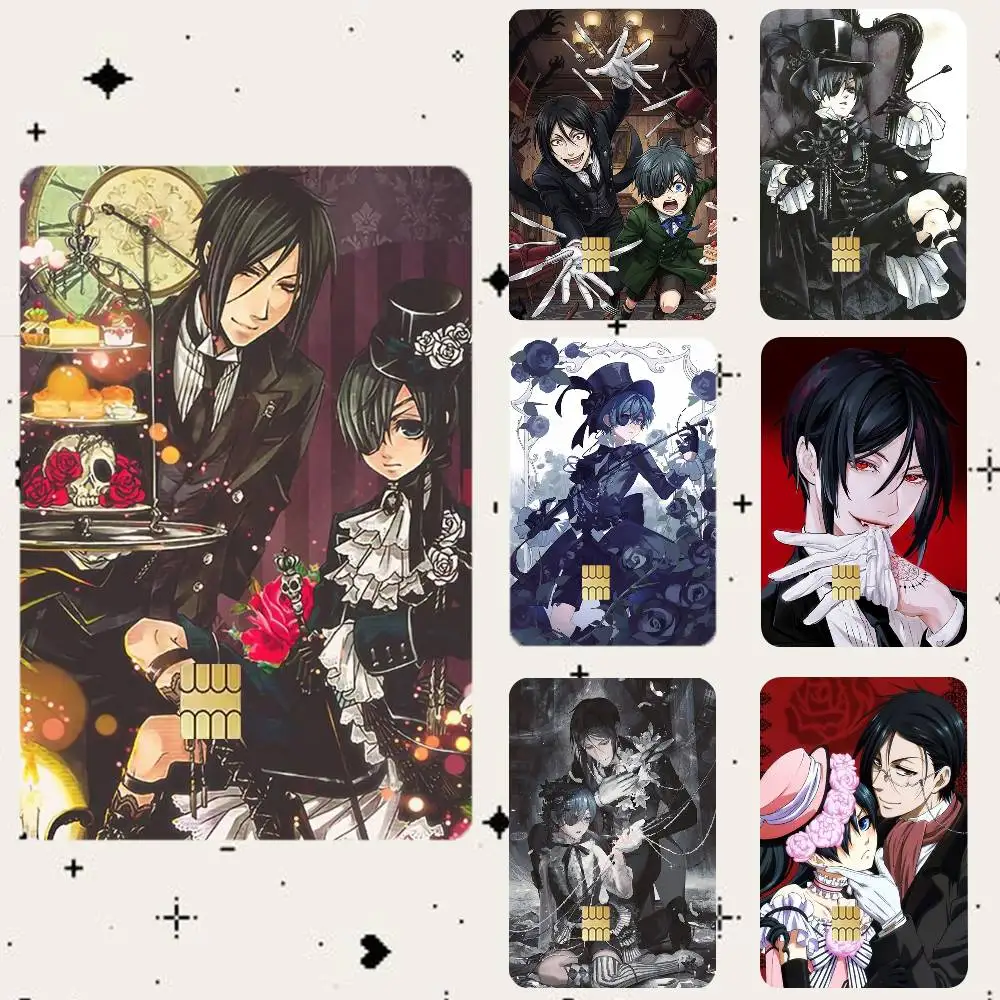 

Anime Black Butler horror Cartoon HD Waterproof Card Skins Protective Stickers for Credit Bank Game Cards
