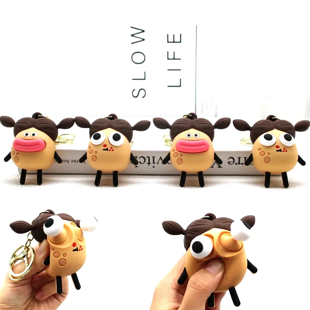 

Cartoon Cute Potato Girl Squeeze Bumpy Eye Toy Office Stress Relieving Toys Keychain Pendant Pinch Music Fidget Toy Funny Gifts