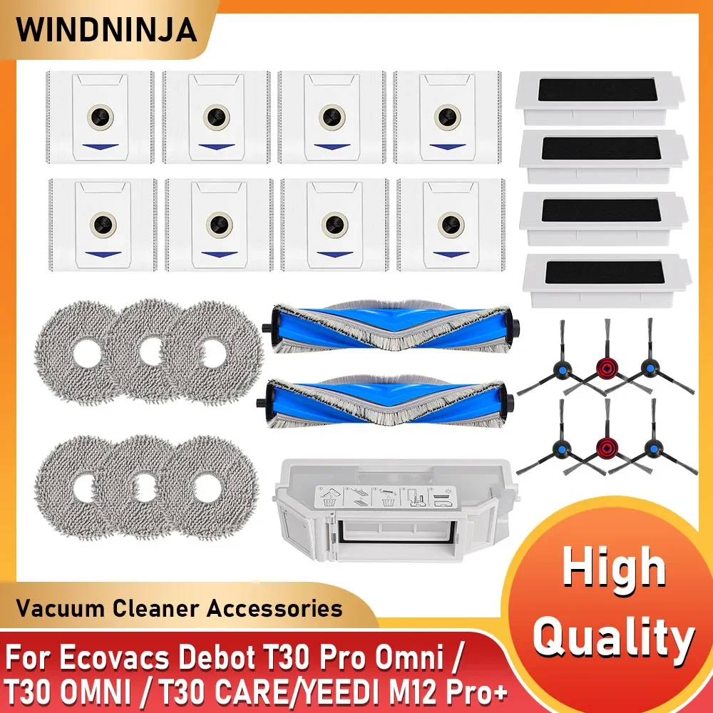 Roller Seite Pinsel Hepa-Filter Staubbeutel Mopp Tuch Staub Box Teile Für Ecovacs Deebot T30 Pro Omni T30 OMNI YEEDI M12 Pro + T30 MAX