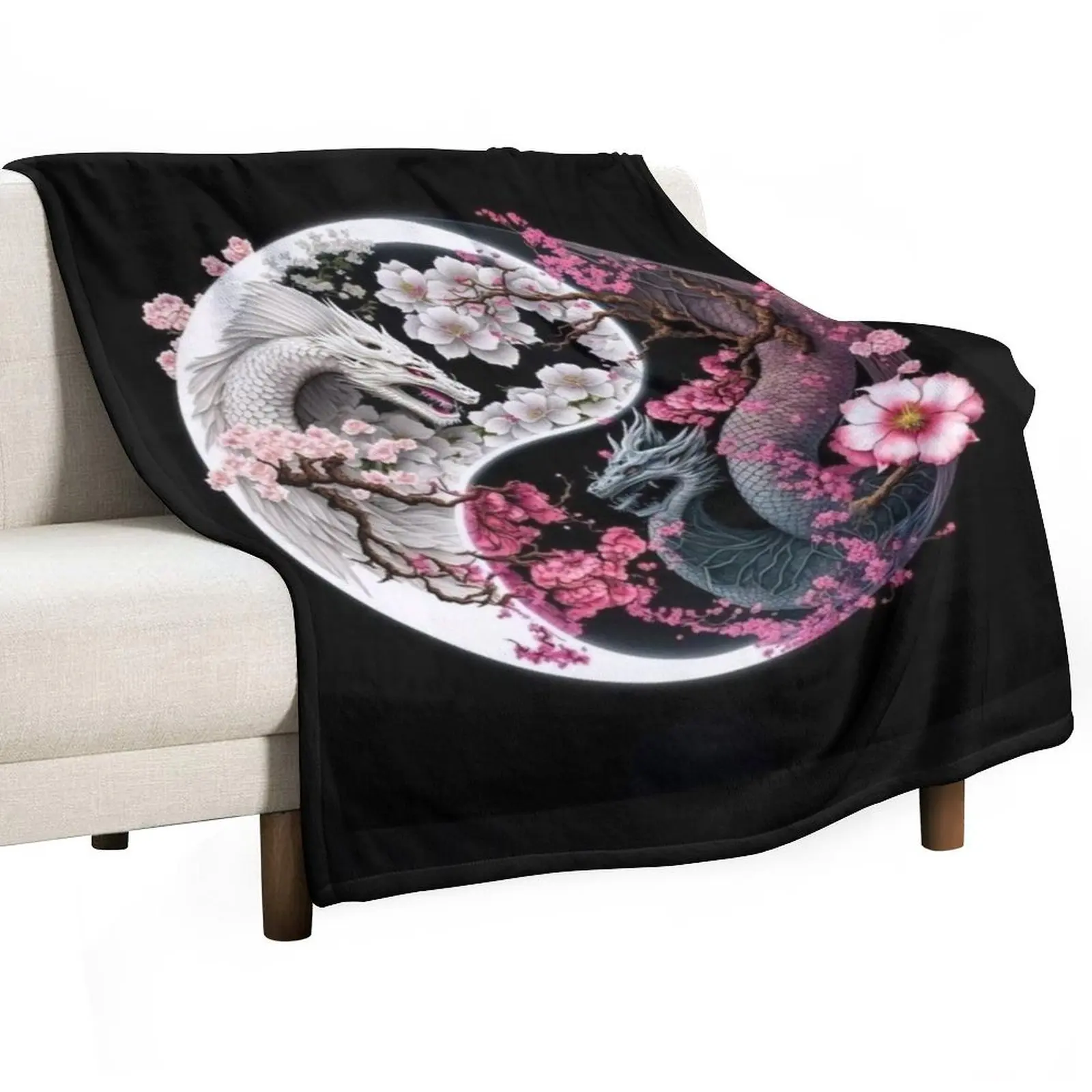 

yin and yang Dragon magic Throw Blanket Hairys Flannel Fluffys Large Blankets