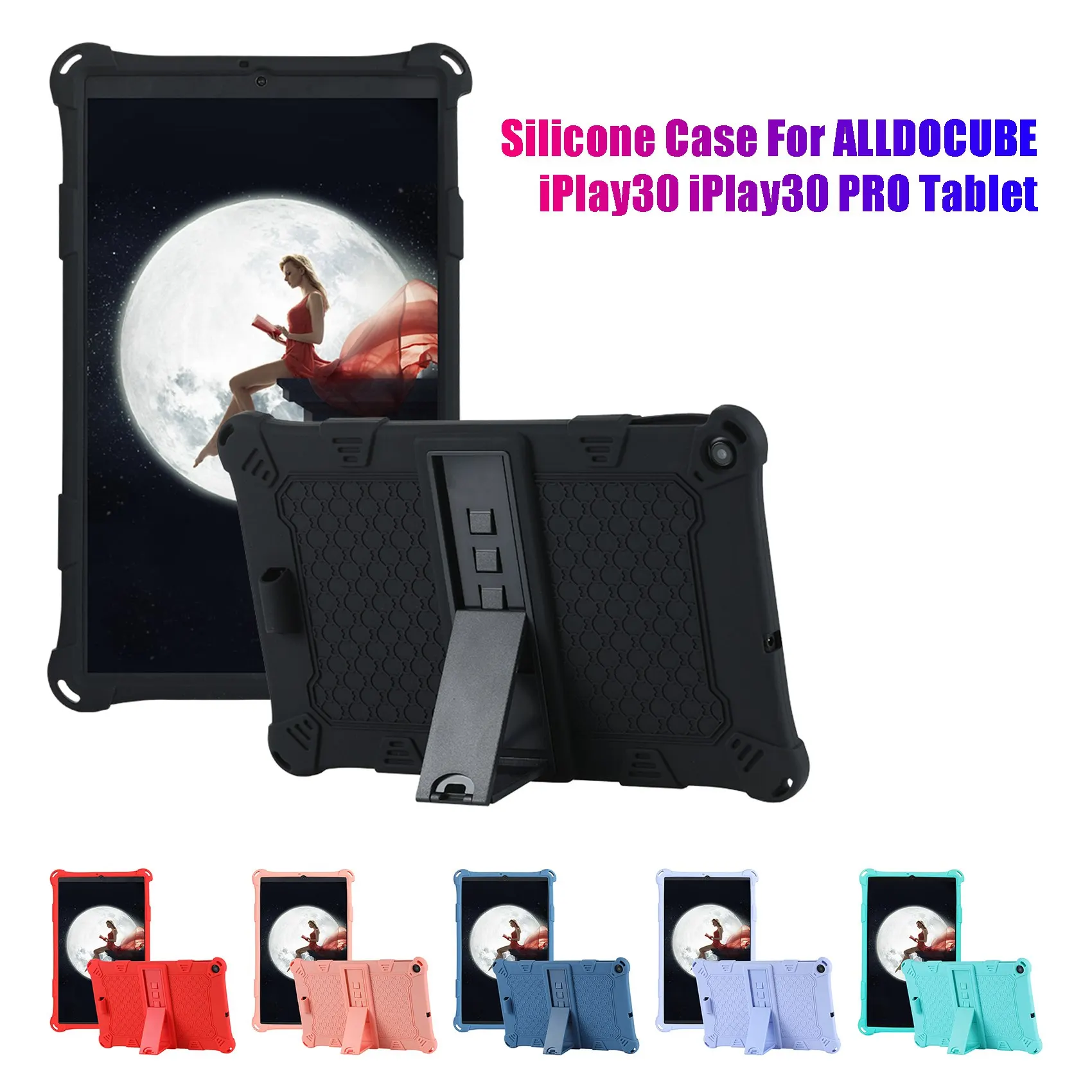 ALLDOIPlay30 IPlay30 Pro Tablet Case Com Suporte e Caneta, Capa De Silicone Rosa, 10,5"