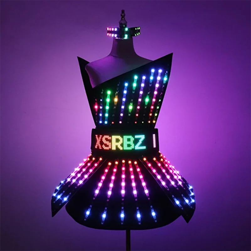 Robe LED à couleur changeante, jupe lumineuse, Costume pour femmes, discothèque, fête, Rave, DJ danseuse, spectacle sur scène, contrôle sans fil USB